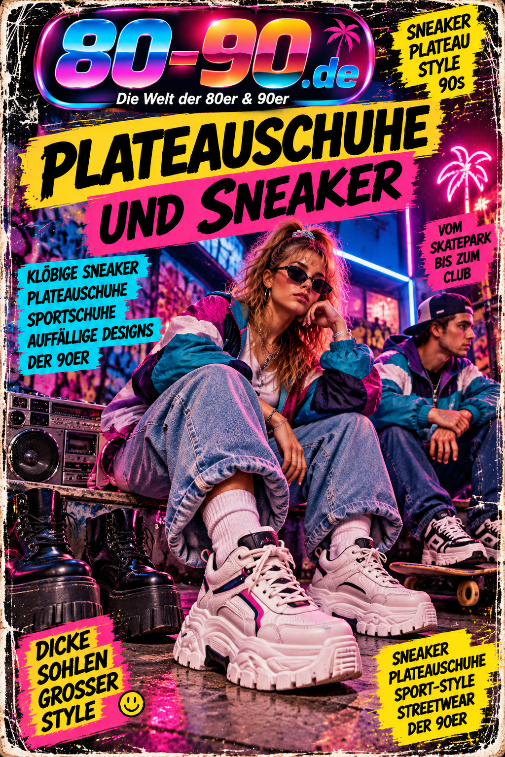 80-90.de Magazinmotiv zu Plateauschuhen und Sneakern der 90er