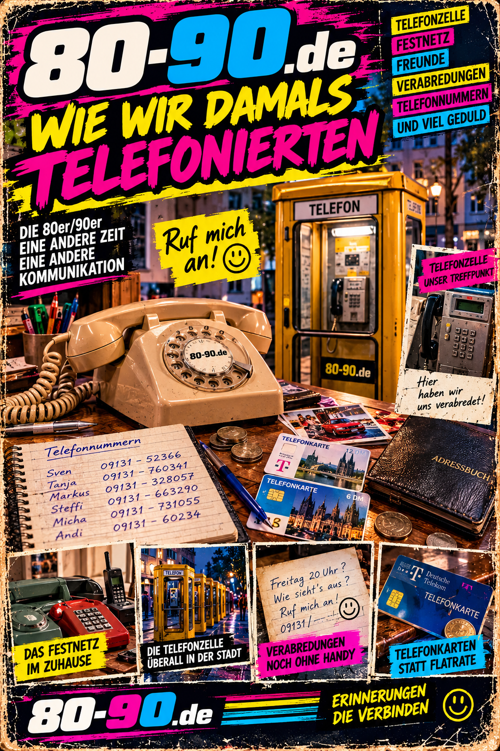 80-90.de Telefonieren – eigenes Magazinmotiv zum Verabreden ohne Handy