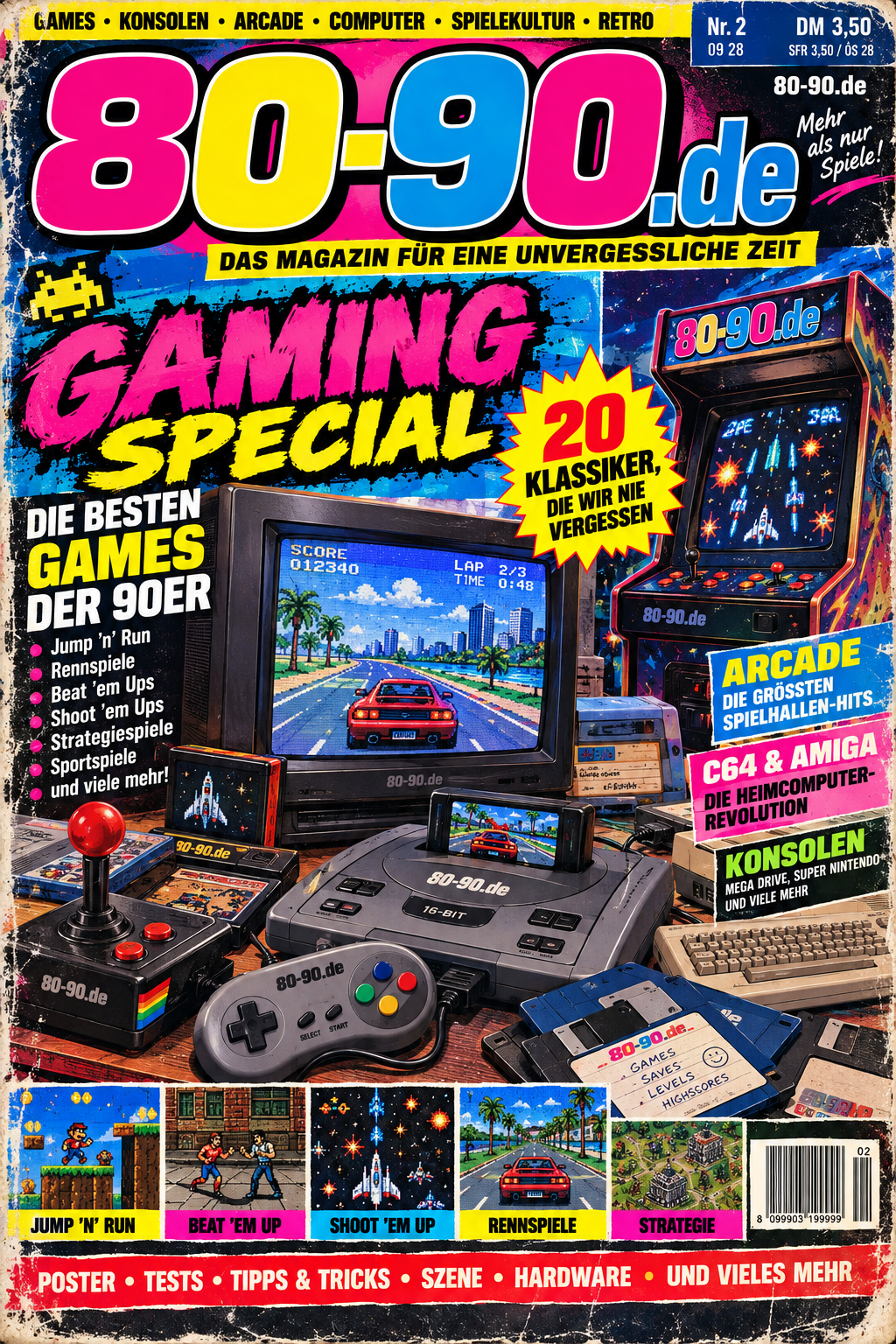80-90.de Gaming Special mit Konsolen und Games der 90er
