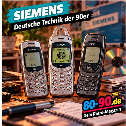 Siemens-Handys der 90er mit 80-90.de-Watermark