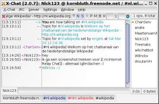 IRC-Chat mit XChat – ein Beispiel für frühe Online-Kommunikation