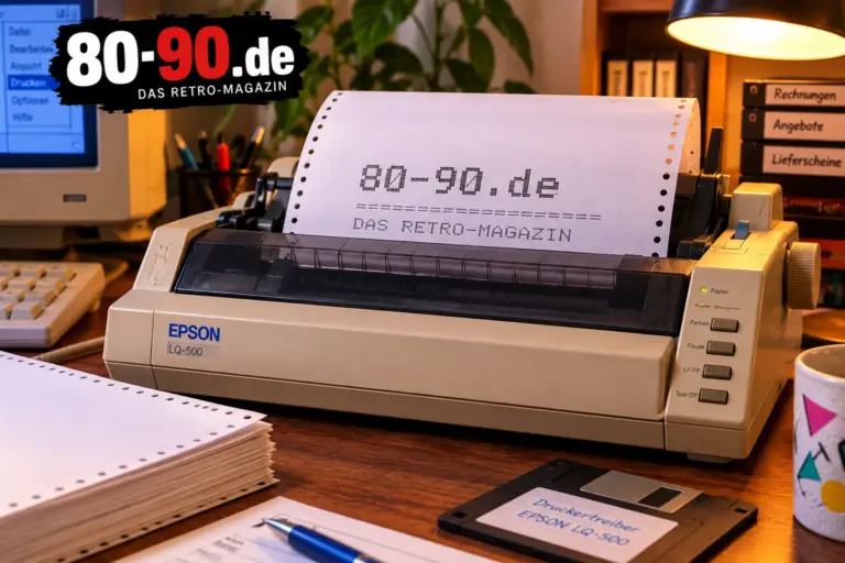 Nadeldrucker auf einem Retro-Büroarbeitsplatz