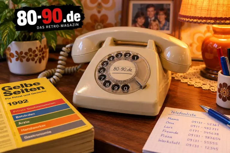 Wählscheibentelefon auf einem nostalgischen Schreibtisch