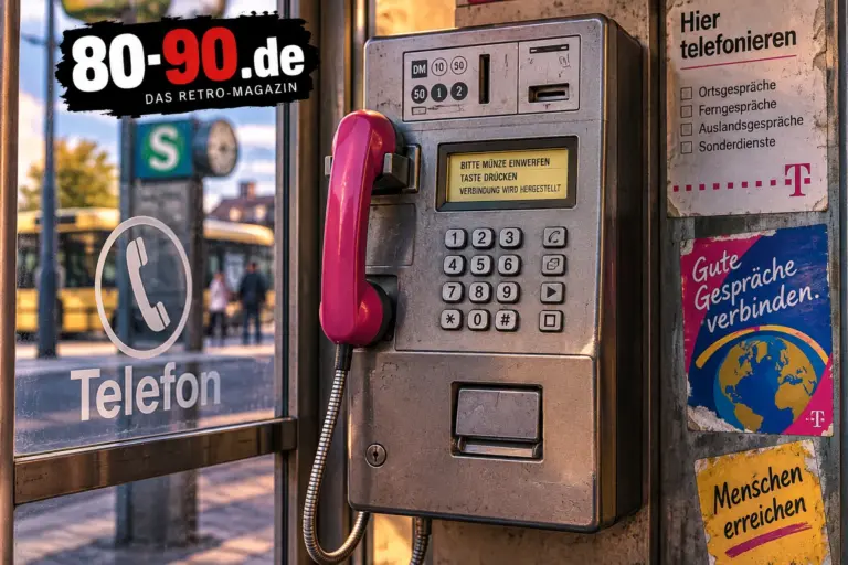 Öffentliche Telefonzelle mit Telefonhörer im Retro-Stil