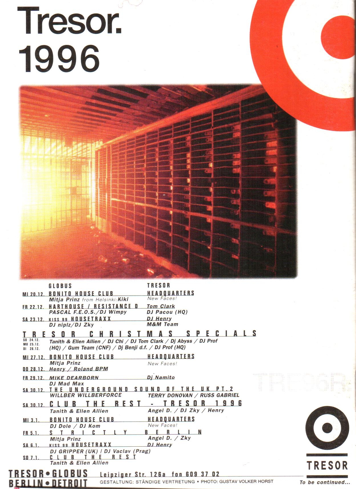 Historischer Tresor-Flyer aus Berlin, Dezember 1995